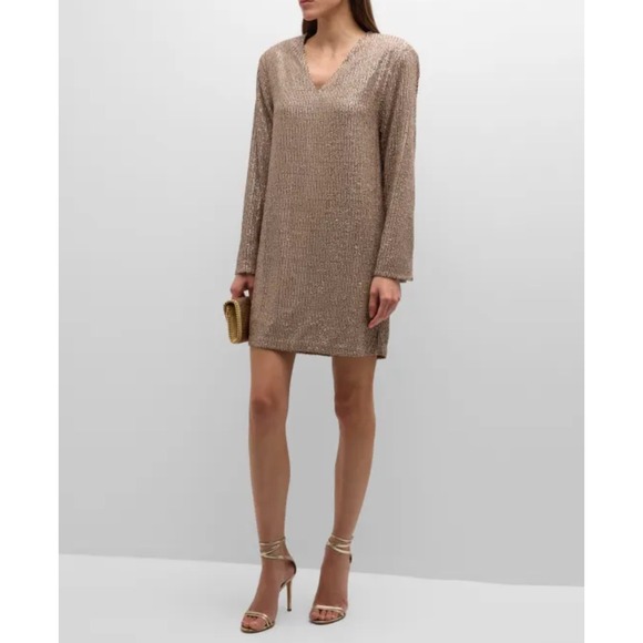 In The Mood For Love Faith Dress Aztec Brown Sequin Cocktail Party Mini Small - Picture 1 of 11